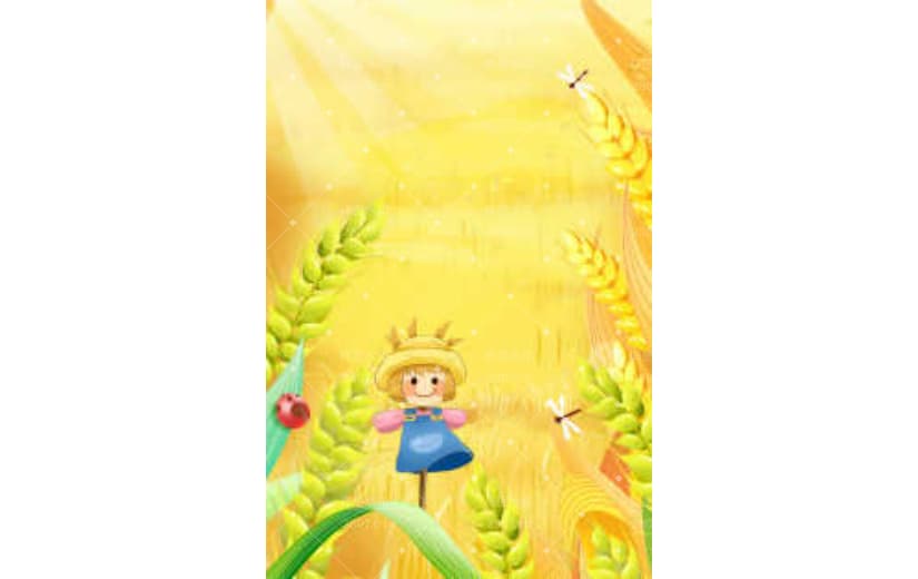 卡通插画芒种插秧播种背景