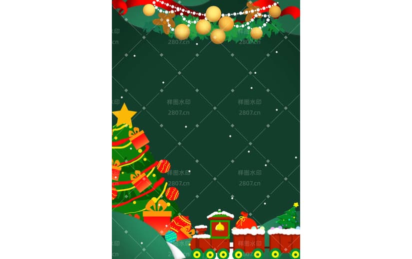 绿色圣诞节卡通插画节日宣传背景