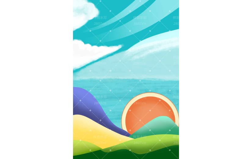 蓝色天空云朵河流草地