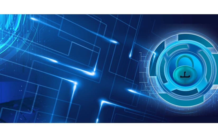 蓝色商务科技网络安全智能锁背景