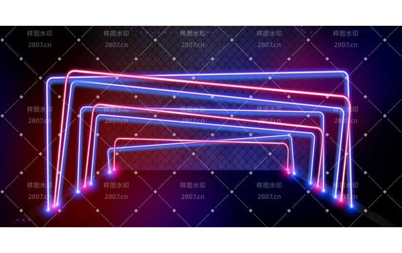 简约大气彩色灯管3D霓虹背景
