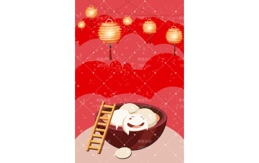 元宵节汤圆手绘背景