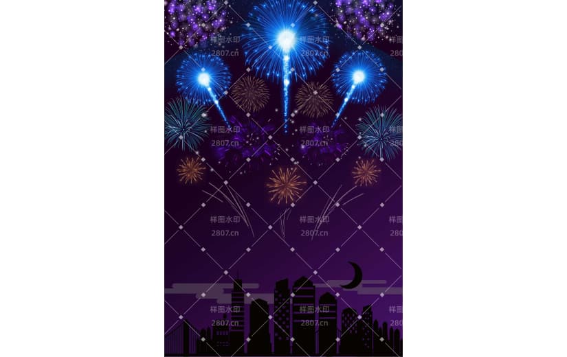 蓝色烟花绚烂背景