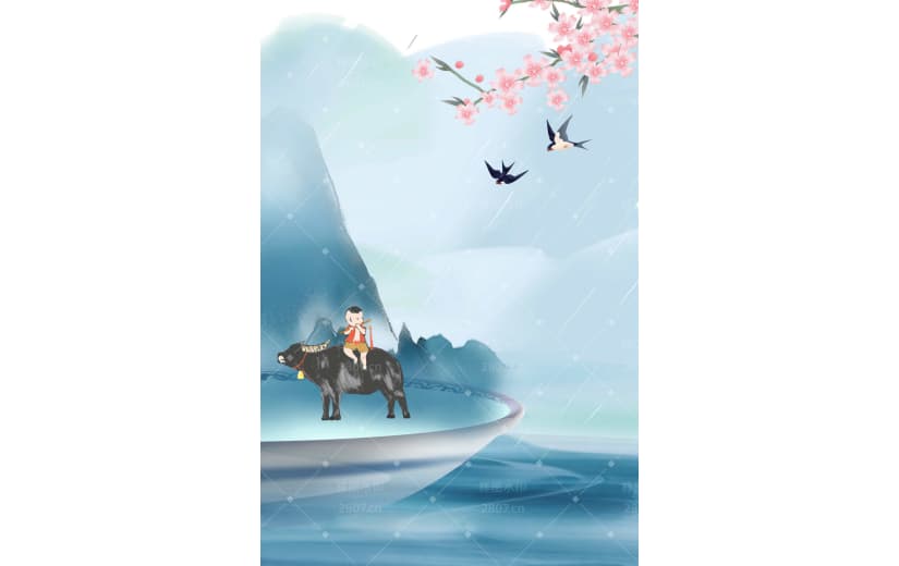 清明节气江南山水宣传背景