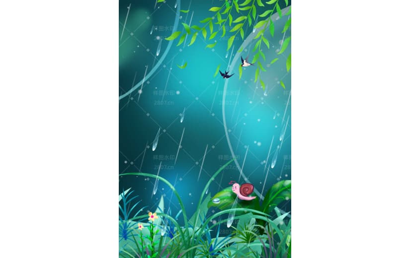 谷雨节气绿色宣传二十四背景