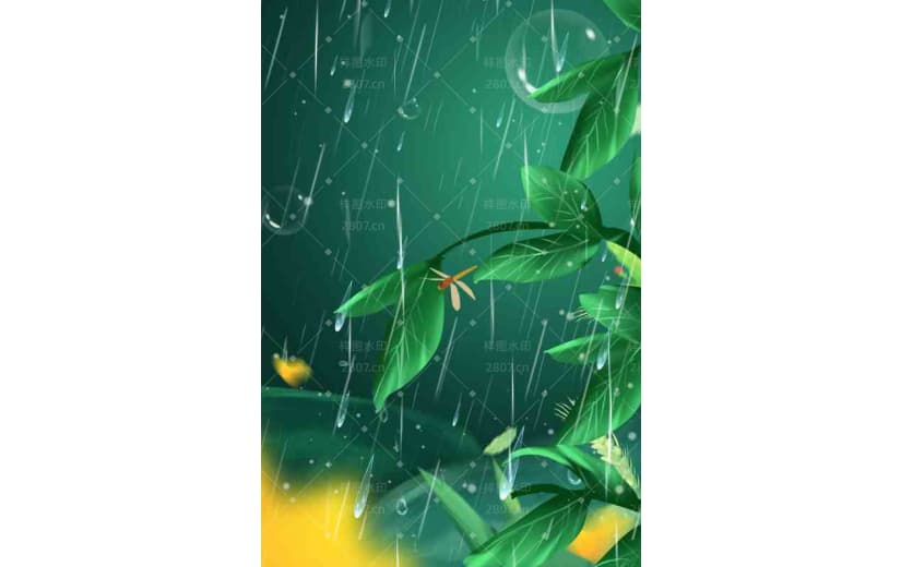 绿色中国风节气谷雨节宣传背景