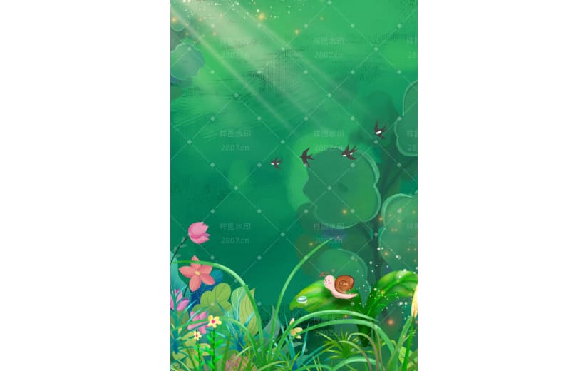 绿色谷雨节气宣传文艺背景