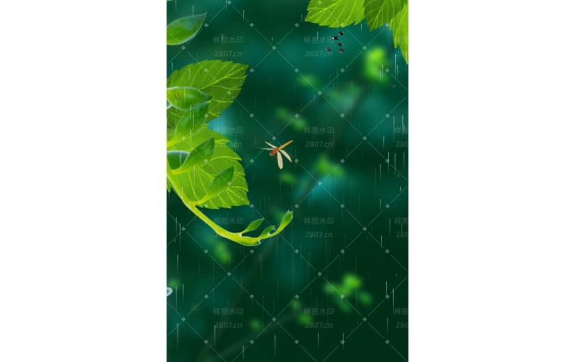 绿色植物谷雨传统节气宣传背景