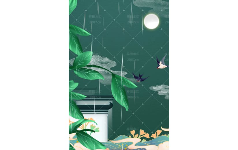 文艺清新古风谷雨节气宣传背景