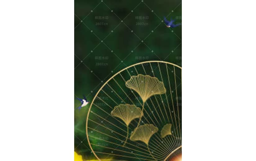 立秋银杏中国风线条节气背景