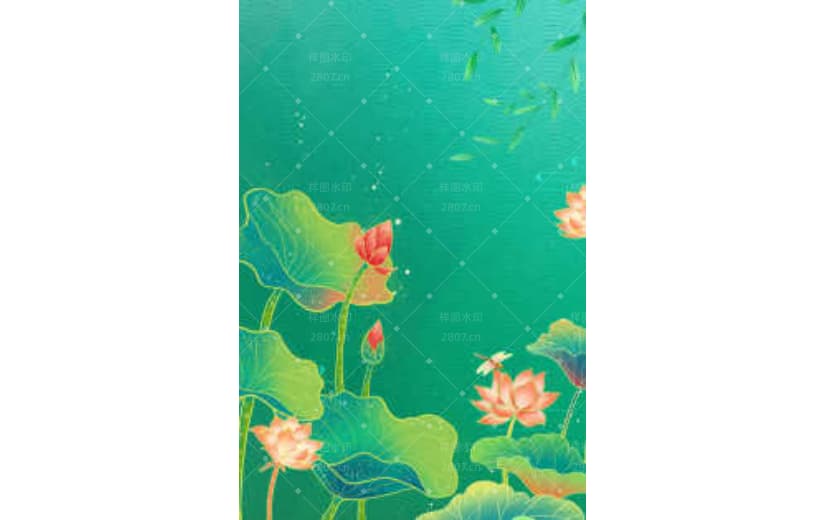 绿色国潮风格夏至荷花背景