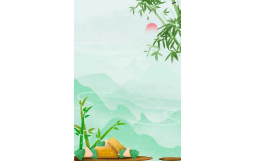 复古中国风粽子山水竹叶背景