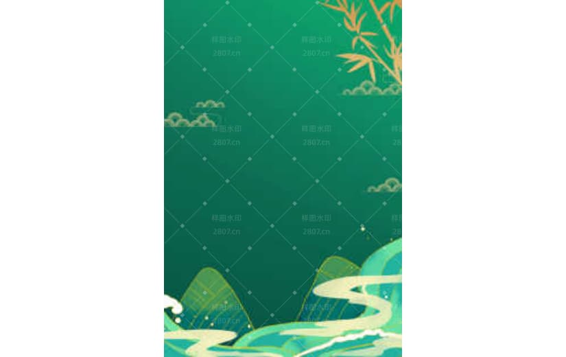 绿色鎏金中国风端午节粽子背景