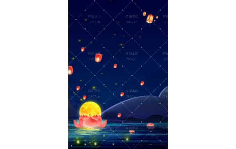 蓝色七月初七中元节背景