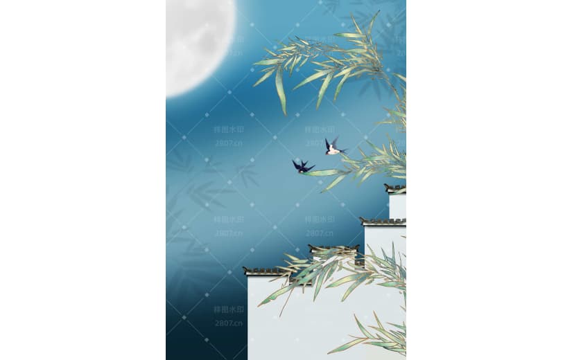 蓝色清明节气中国风宣传背景