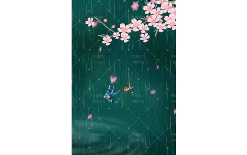 桃花水纹节气雨水宣传背景