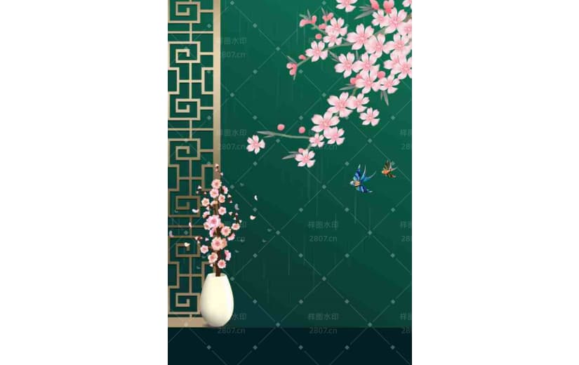 复古中国风桃花节气宣传背景