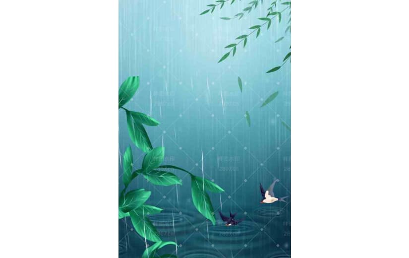 下雨春天雨水惊蛰宣传背景