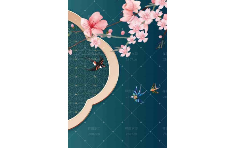 桃花燕子节气宣传春天背景