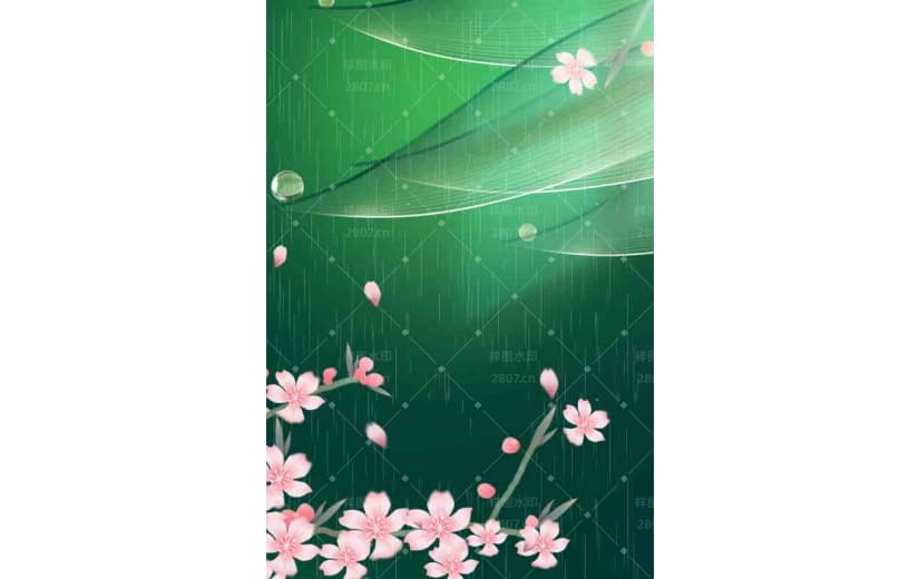 绿色桃花节气春天宣传背景