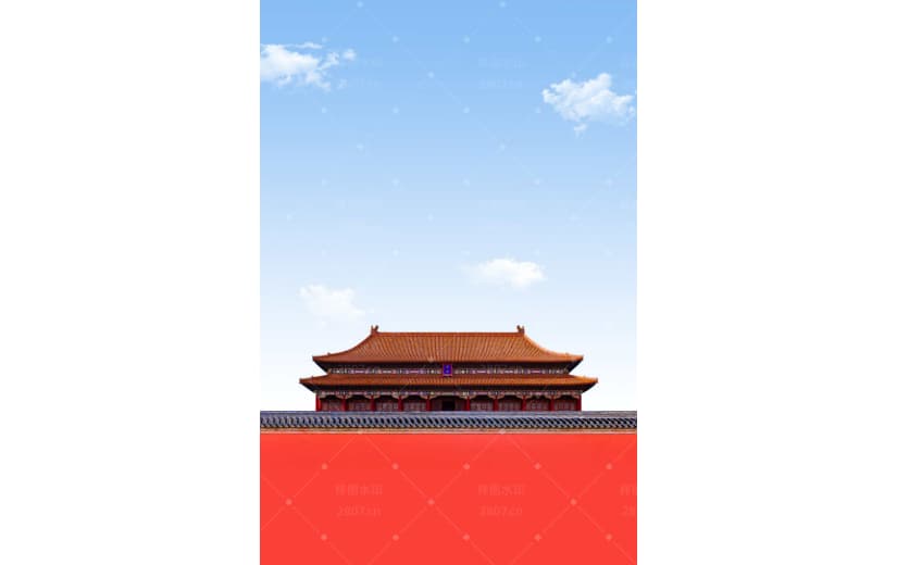 红墙蓝天宫殿党建建军节背景