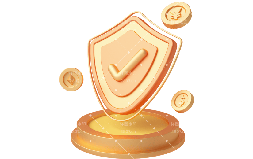 元素C4D立体金色创意金融金币盾牌