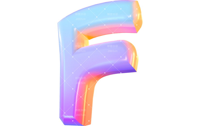 渐变风字母F立体3D元素