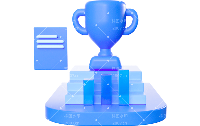 3D元素卡通玻璃数据奖杯