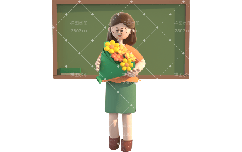 简约风教师节老师3D元素
