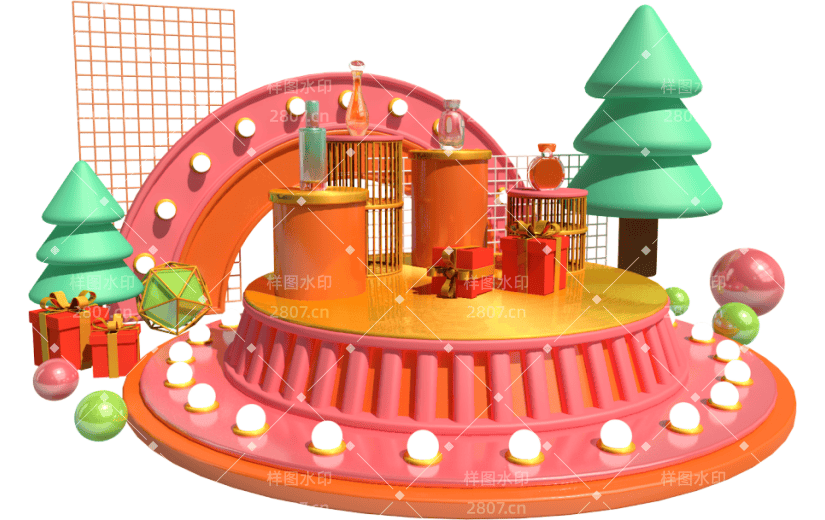 元素卡通3D高奢展台