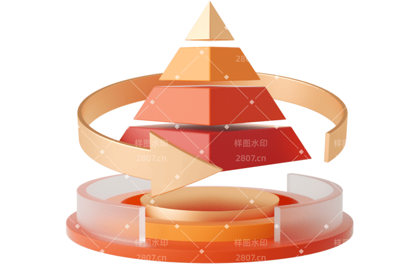 元素C4D立体金色创意磨砂科技金融四棱锥