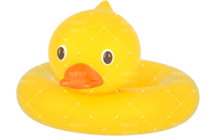 3D立体卡通小黄鸭游泳圈儿童玩具元素