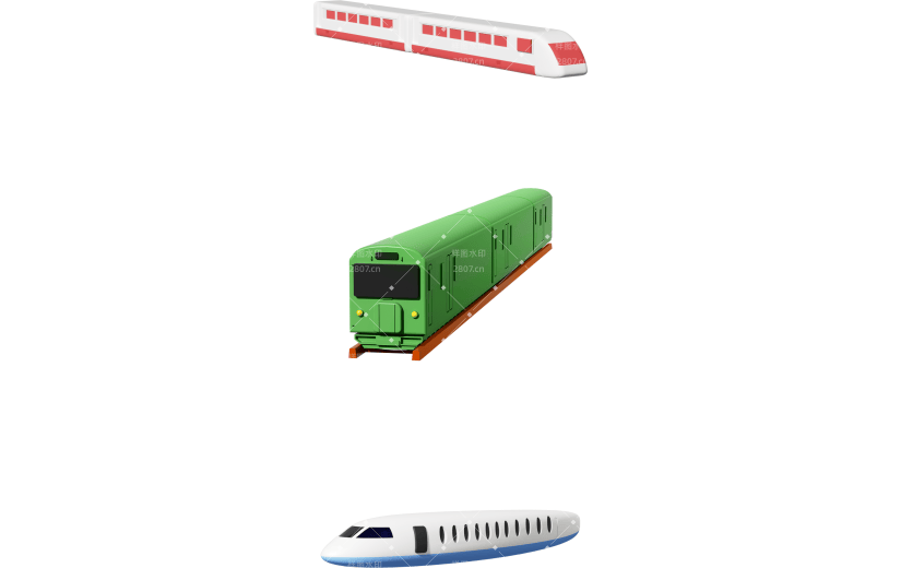 【自行裁剪】简约风火车轨道动车3D元素