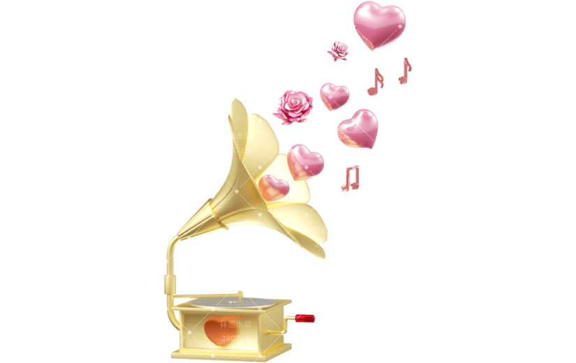 元素3D浪漫七夕金色留声机