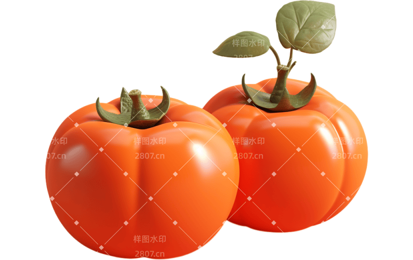 元素3D立体柿子元素