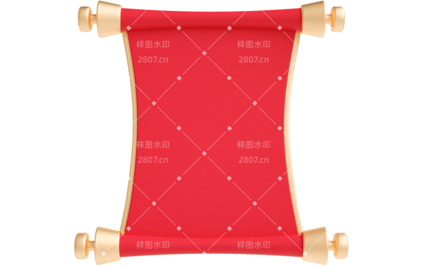 元素C4D立体红色卡通卷轴