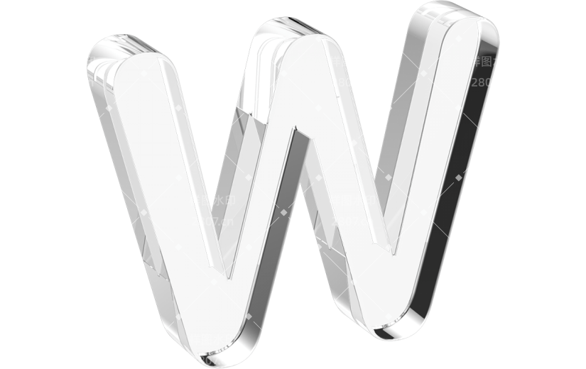 水晶3d立体数字字母w系列透明元素