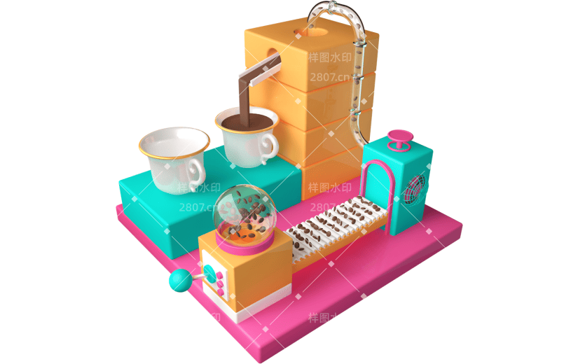 元素卡通3D咖啡工厂