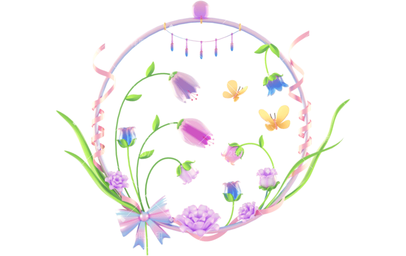 3D立体丝带花篮花环花朵礼物元素