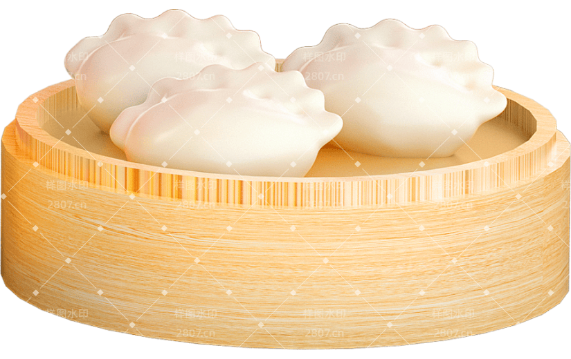 C4D一笼饺子餐饮美食3D元素