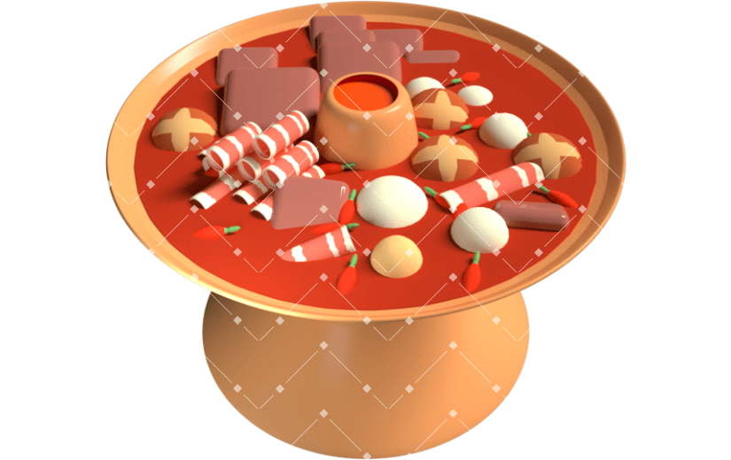 c4d火锅鸭血香菇渲染元素