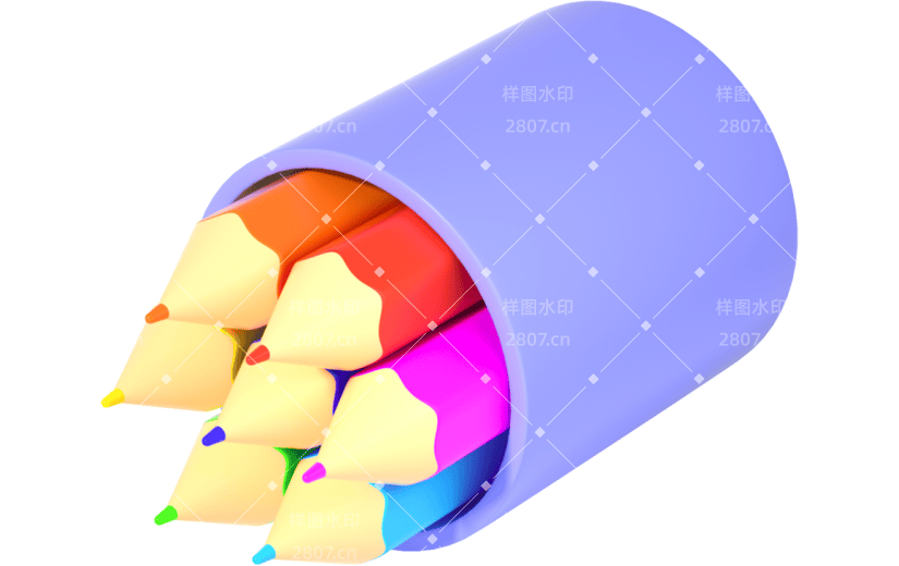 3d创意开学季美术彩色铅笔