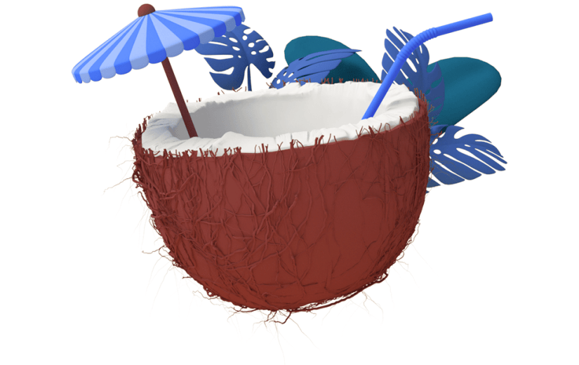 元素C4D立体棕色卡通椰子