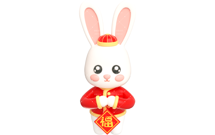 元素卡通3D新年兔子