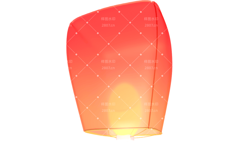 元素卡通3D孔明灯
