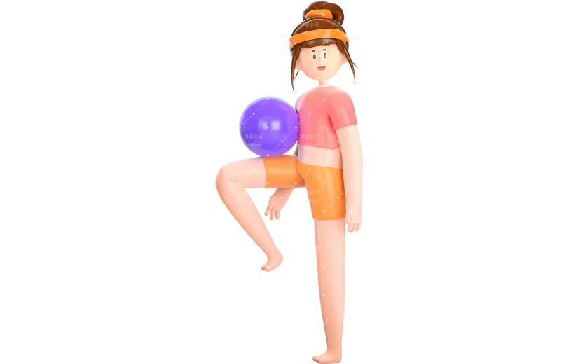 简约风瑜珈日女生练瑜珈3D元素