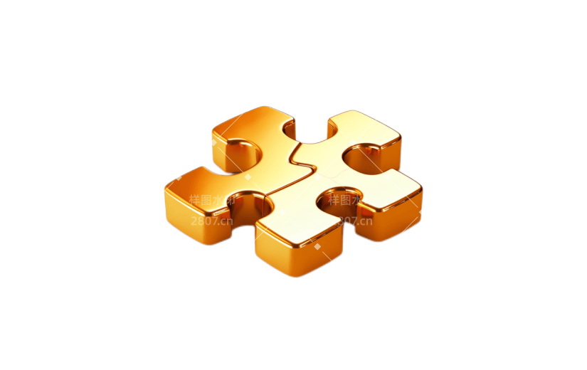 3D风格金色拼图模型宣传3D元素