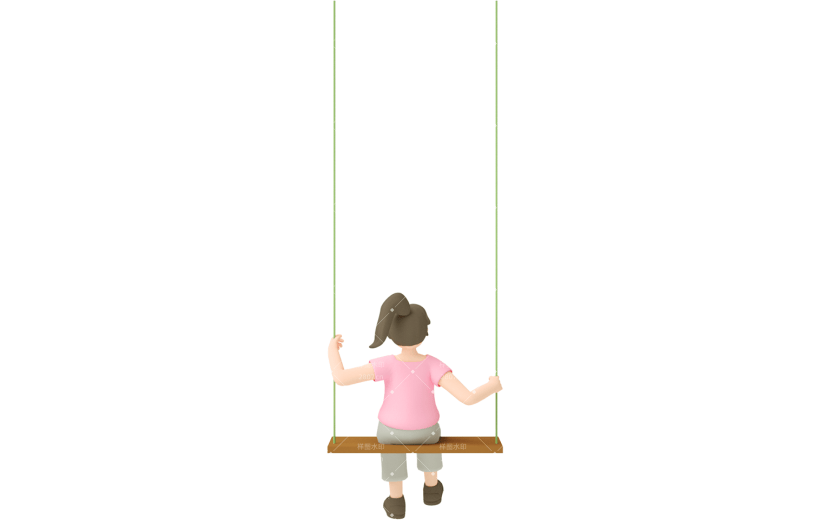 元素C4D立体粉色卡通女孩荡秋千