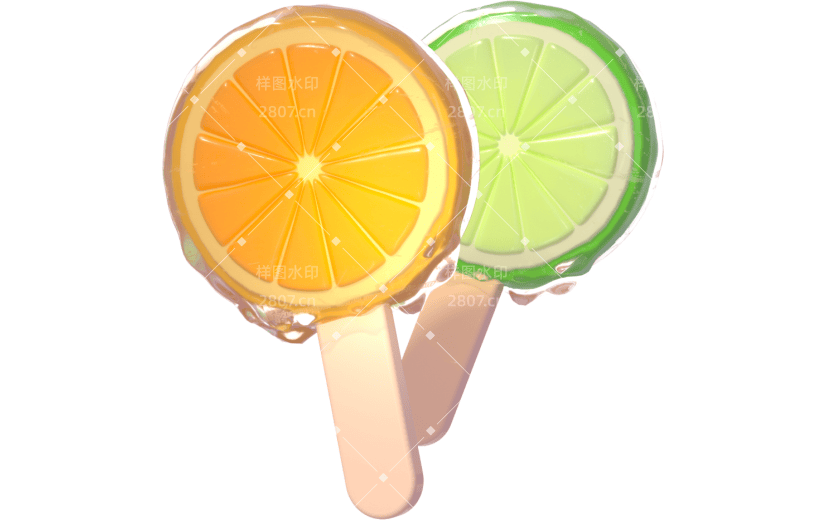 3d创意橘子清柠雪糕冰淇淋