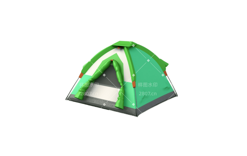 3D风格绿色帐篷模型宣传3D元素